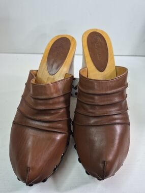 Free Lance Women's Brown Leather Slip-On Clog Mules